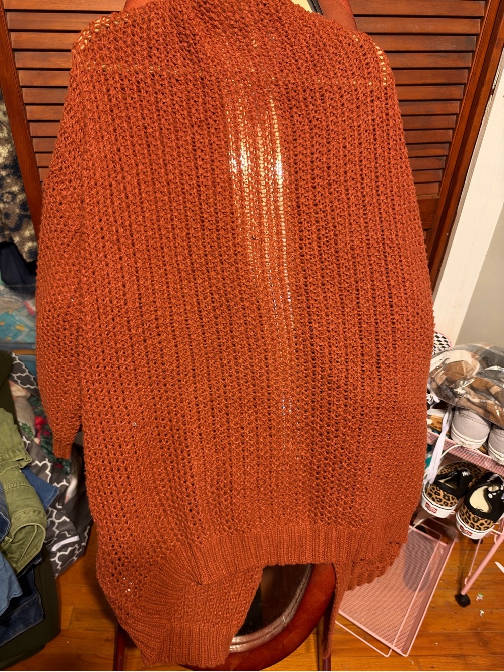 BloomChic Open-Front Chunky Cardigan - Rust Orange - Picture 3 of 3
